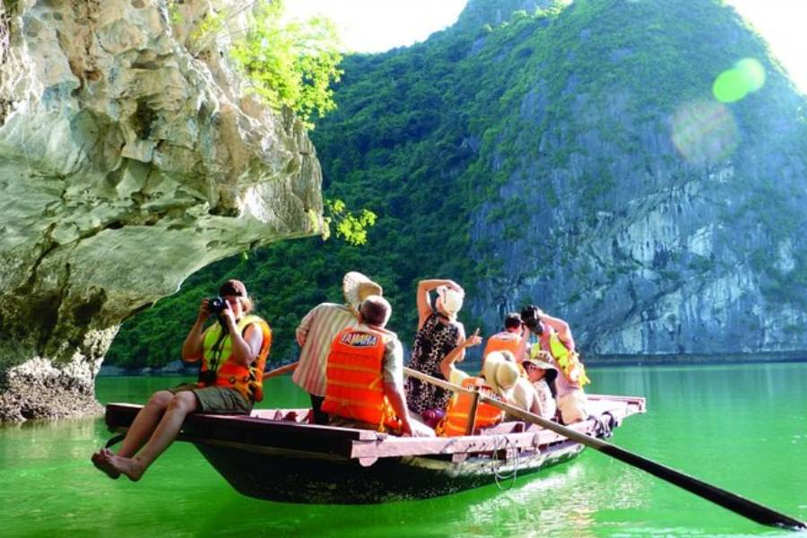 A bamboo boat ride