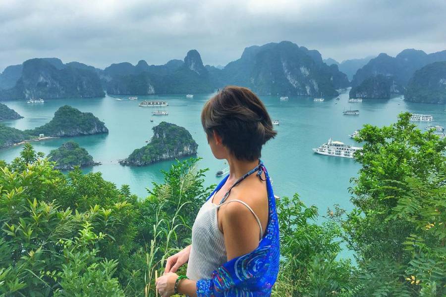 Trekking through forests and hills of Halong Bay in May