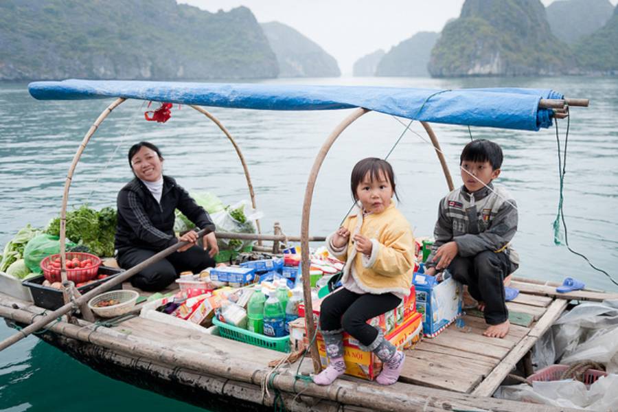 Visiting floating villages in Halong Bay in November