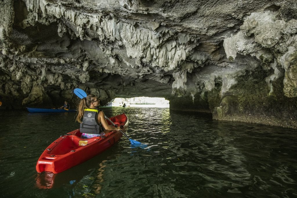 Kayak through the cave