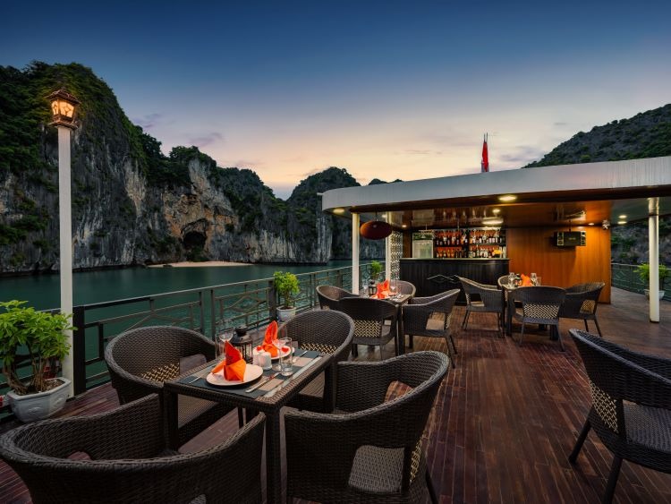 Enjoy dinner at the restaurant on cruise