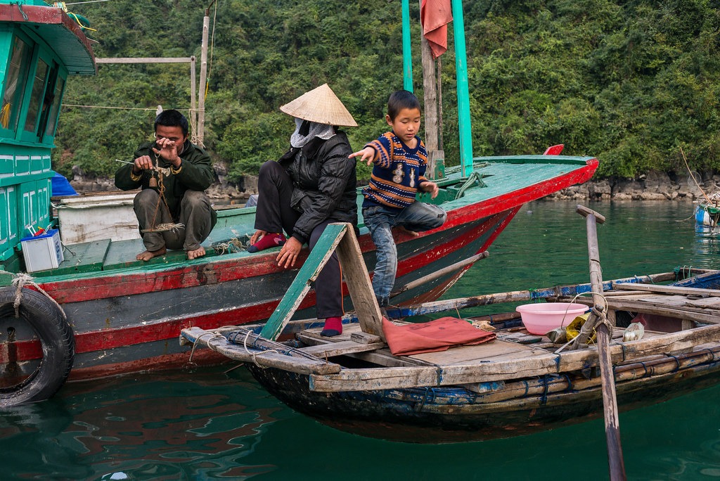 People still live in Halong Bay floating villages